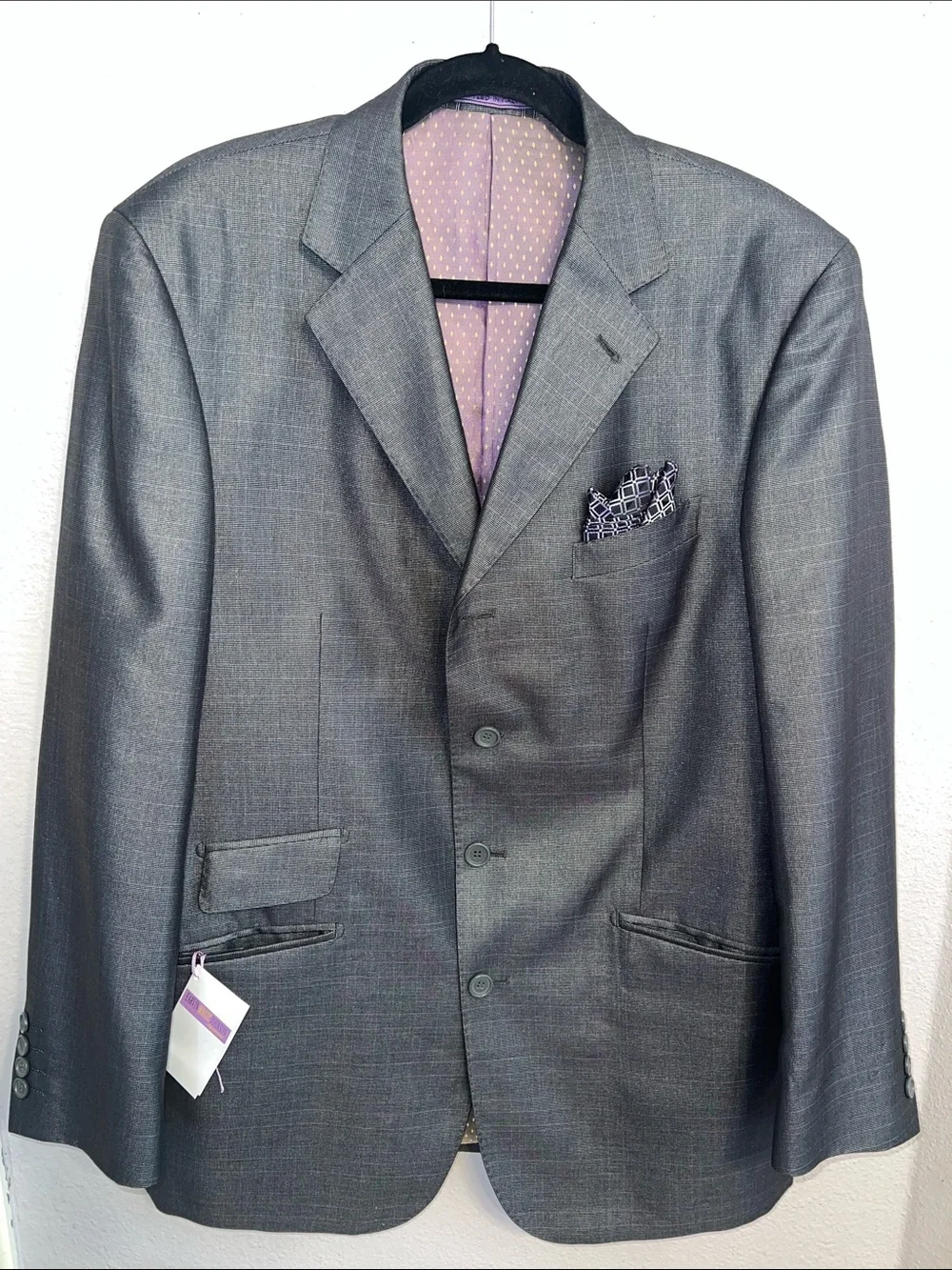 Earvin Magic Johnson Signature Charcoal Blazer & Pocket Square New 42R